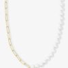 Categories Melinda Maria Jewelry | Samantha Half Chain Pearl Necklace 15"