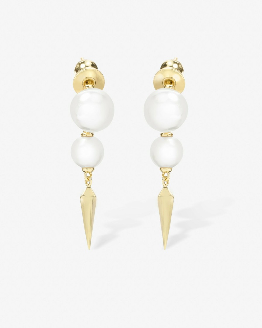 Categories Melinda Maria Jewelry | Perfect Pearl 2-Drop Spike Earrings