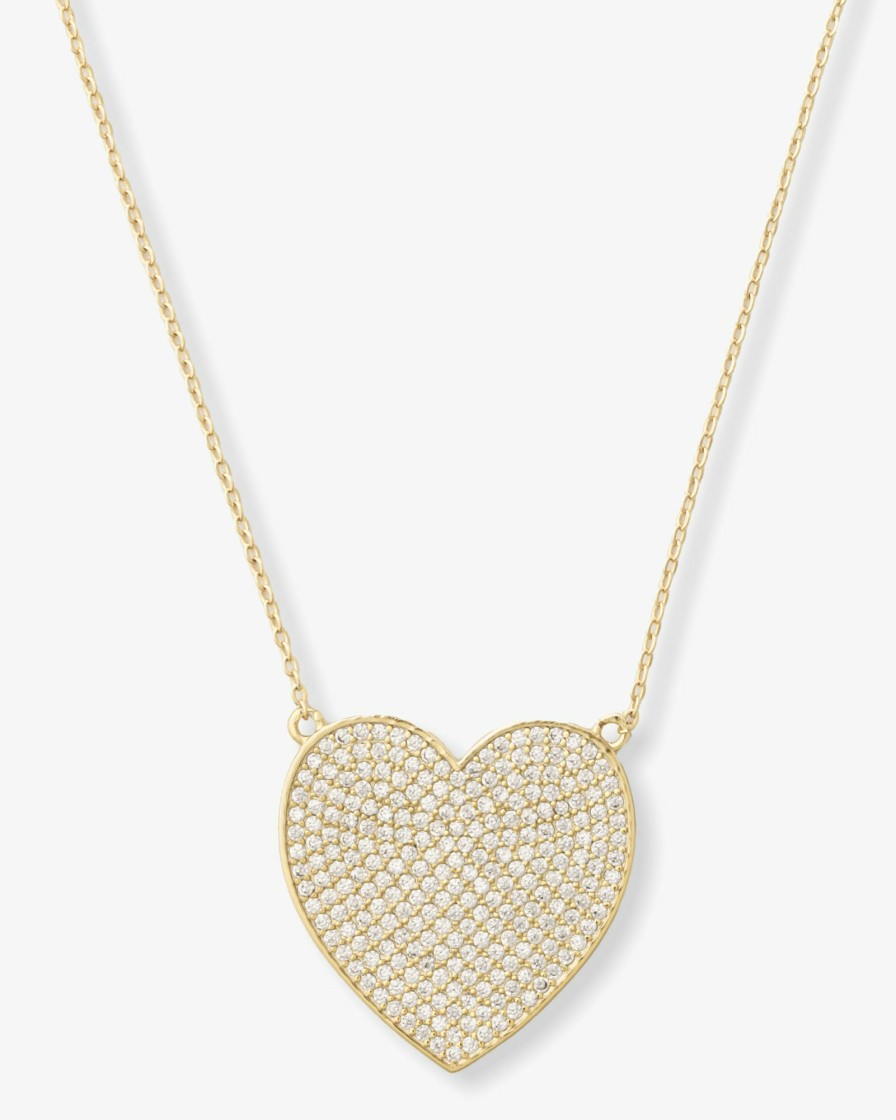 Categories Melinda Maria Jewelry | Xl You Have My Whole Heart Pave Necklace 18"