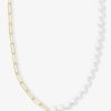 Categories Melinda Maria Jewelry | Samantha Half Chain Pearl Necklace 30"